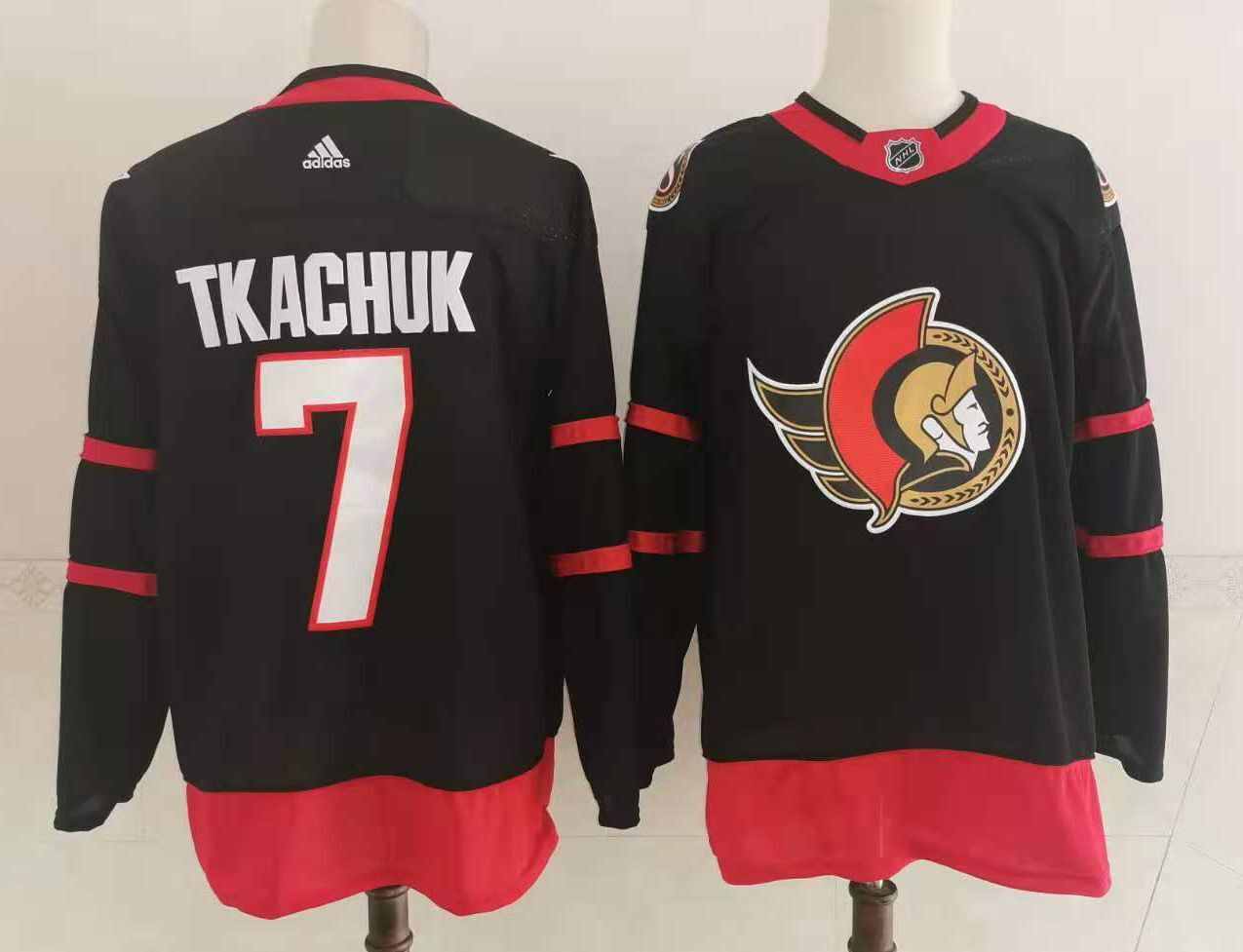 Ottawa Senators 7 Tkachuk Men Adidas 2020 black NHL Jersey